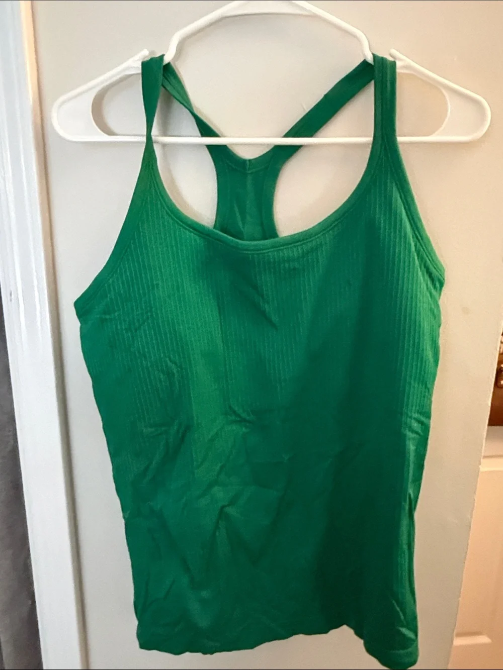 Women's Green Ribbed Racerback Tank Top